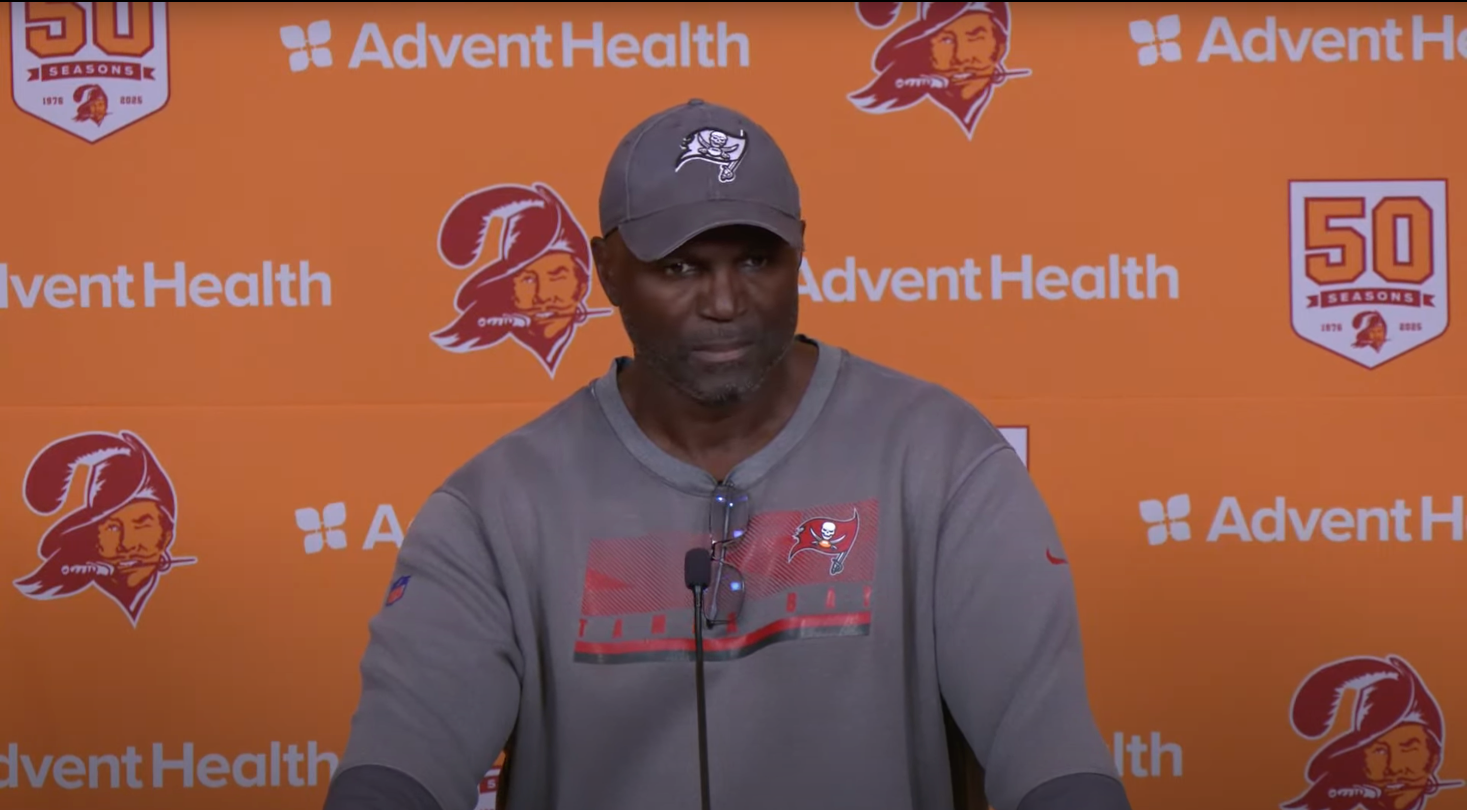 Todd Bowles speaks with reporters after Wednesday's practice.